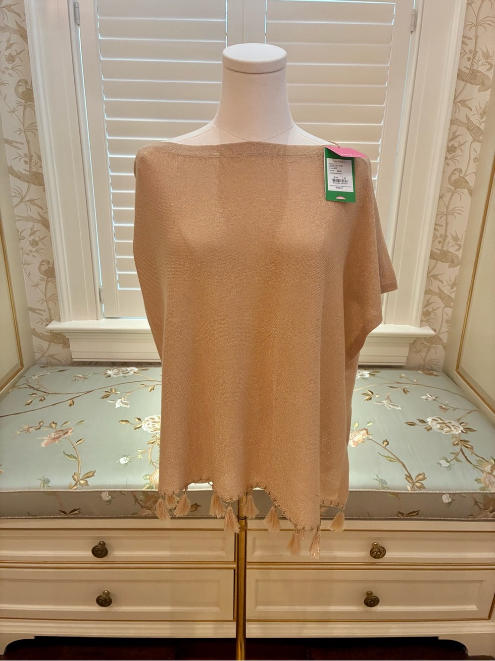 Lilly Pulitzer Gold Elene Wrap with Tassel Trim New with Tags
